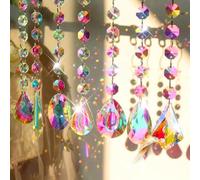 6 Pezzi Acchiappasole Cristallo,Prisma Arcobaleno da Finestra,Cristalli Decorativi Sun Catcher,Acchiappa Sole da Esterno,Crystal Suncatcher da Appendere per la Decorazione di Casa,Ufficio e Giardino