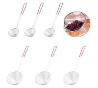 6 Pezzi Acciaio Skimmer Colini Colino Cucchiaio, Schiumarola Da Cucina Manico Lungo, Schiumarola Acciaio Inox Piccola, Scolapasta Accessori Per Fonduta Per Pasta Riso Farina Zucchero e Tè(Rosso)