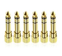 6 Pezzi Adattatore Jack Cuffie 6.3 a 3.5mm, Rame Puro Placcato Oro Convertitore Stereo da Maschio a Femmina, Riduttore per Cuffie, Amplificatori, Mixer, Pianoforti Digitali, Home Theater, Audio