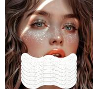 6 pezzi Adesivi per lentiggini argento brillante, per donne, impermeabili, possono essere usati come tatuaggi temporanei sul viso, adatti per danza, feste di musica, San Valentino e altro Carta tessil