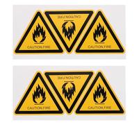 6 Pezzi Adesivo di Sicurezza Antincendio Triangolare Autoadesivo | Testo Inglese Leggibile, Finitura Riflettente, per Pannelli Macchina e Armadi Utensili