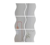 6 Pezzi Adesivo Specchio, Fogli Pellicola a Specchio Adesivo Murale Specchi Autoadesivi, Specchio da Parete Fogli onde Flessibile, per Finestre e Porte a Muro di Piastrelle da Bagno Interne,12 x 10 cm
