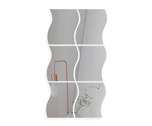 6 Pezzi Adesivo Specchio, Fogli Pellicola a Specchio Adesivo Murale Specchi Autoadesivi, Specchio da Parete Fogli onde Flessibile, per Finestre e Porte a Muro di Piastrelle da Bagno Interne,12 x 10 cm