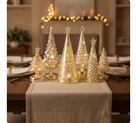 6 Pezzi Alberello di Cristallo con Luce Illuminato Soprammobile Luminoso