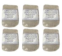6 Pezzi Allume di Potassio Pietra Naturale Antiodorante Allume di Rocca 165g. X 6 = 1 KG Cristallo di Potassio pietra allume di rocca deodorante