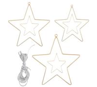 6 Pezzi Anelli a Stella in Metallo,Stelle Decorative Natalizie,Stella con Cornice in Metallo,Anelli a Cerchio in Metallo di Ghirlande,4 Cornici di Dimensioni 10 cm,20 cm,25 cm e 30 cm (Oro)