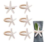 6 Pezzi Anelli di Tovagliolo, Bianco Stella Marina Porta Tovaglioli Fibbia per Tovaglioli per Tavolo da Pranzo Festa Banchetto Matrimonio Costa Spiaggia Vacanze Decorazioni per la Casa
