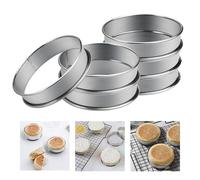 6 Pezzi Anelli Per Muffin, Anelli Per Torte Rotondo, Anelli Per Torte In Acciaio Inox, Antiaderenti Anelli Crumpet, Coppapasta Tondi, per Muffin, Mousse, Torte, Fondenti, Dessert (10.5 x 2,5 cm)