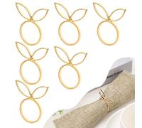 6 Pezzi Anelli per Tovaglioli Coniglietto Pasquale, Portatovaglioli Orecchio Coniglio Dorato Portatovaglioli Metallo Carino Tovagliolo Pasquale Fibbia Decorazione Tavolo Pranzo per Cena Pasqua