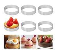 6 Pezzi Anello Microforato Crostata in Acciaio Inox, 6 x 2 cm, Rotondo Crumpet Rings Perforati, Anelli per Crostate Circolari con Fori per Cuocere Muffin, Biscotti, Mini Torte, Mini Pizze, Mousse