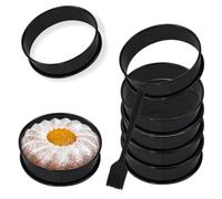 6 Pezzi Anello Per Torte Con Spazzola In Silicone, 8cm Acciaio Inossidabile Stampo Pancake Stampo Muffin, Anelli Per Torte Per Cucinare Hamburger/Frittelle (Diametro Interno: 8 cm, 6 Pezzi)