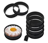 6 Pezzi Anello Per Torte Con Spazzola In Silicone, 9.5cm Acciaio Inossidabile Stampo Pancake Stampo Muffin, Anelli Per Torte Per Cucinare Uova/Panini(Diametro Interno: 9.5 cm, 6 Pezzi)