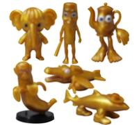 6 Pezzi Anime Figure, Action Figure, Figure Cartoon, Set da Giocattoli per Bambini, Anime Gadget - Giocattoli per Ragazzi Ragazze Bambini e Adulti Anime Fans Regalo, Giocattoli in Iegno Dorato