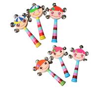 6 pezzi Baby Rassle Toy Cartoon Design Handbell Promuovere la crescita sensoriale e il gioco a mano per gli occhi delle mani per scritti auditorici.