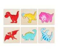 6 Pezzi Bambini Puzzle in Legno,Liwein Puzzle Set di Animali Puzzle 3D per Bambini per 1-6 Anni Bambini Ragazza Ragazzo Puzzle in Legno (Dinosauri)