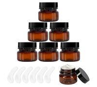 6 Pezzi Barattoli Vuoti per Cosmetici 50g Vasetti Ambrati in Plastica PET con Coperchio Spatole ed Etichette Contenitori da Viaggio per Creme e Lozioni Protezione UV Senza BPA
