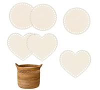 6 Pezzi Base per Cesto Autocostruito Forme Rotonde, Base per Cesto in Legno a Forma di Cuore 15/16,5 cm Base per Cesto all'Uncinetto Cerchio Vuoto Base per Cesto all'Uncinetto Solido Base