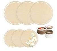 6 Pezzi Base per Sacchetto per Uncinetto, Fondo Cesto in Legno Naturale, Base in Legno per Uncinetto, Cesto Naturale per Uncinetto per Cestini Portaoggetti(15cm/20cm)