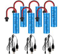 6 Pezzi Batteria Agli Ioni di Litio 3.7v 2000 mAh Batterie Ricaricabili 18650 con Caricabatterie USB Spina SM-2P per Auto RC Robot