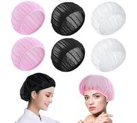 6 Pezzi Berretto da Notte in Rete, Elastico Cuffia da Notte in Rete da Donna, Regolabile Retina per Capelli da Notte Con Elastico per Protezione dei Capelli Ricci Lunghi e Corti (Bianco, Nero, Rosa)