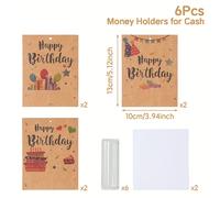 6 pezzi, Biglietti portamonete "" per contanti - Decorazioni regalo di compleanno divertenti e creative, coperture protettive, regali di compleanno, articoli per feste di compleanno