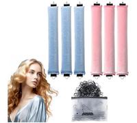 6 Pezzi Bigodino Lungo per Boccoli, Bigodini Durante la Notte, Fascia Bigodino Capelli, Bigodini Grandi, Bigodini Morbidi per Dormire per Tutti i Tipi di Capelli Medi e Lunghi, DIY(Blu Rosa)