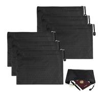 6 Pezzi Borsa da Banca A5 con Cerniera per Banchi, 23 * 17.8 cm Pochette Piatta Tessuto Oxford Busta Porta Soldi Impermeabile Portadocumenti Sacchetti di Soldi per File Bancari e Contanti, Nero