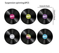 6 pezzi/borsa Decorazioni da appendere a spirale a forma di CD da DJ per feste, nuovo arrivo, Natale 6 pezzi/borsaCarta tessile