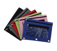 6 Pezzi Borsa per Cancelleria con Finestra a Rete e Tre Fori | Chiusura con Cerniera, Design Forato per Raccoglitori, per Organizzatori, Visibilità Rapida del Contenuto