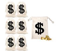6 Pezzi Borsa Porta Soldi in Dollari con Coulisse 17 x 25cm Sacchetti Portafogli da Banca Costume Bambino Sacchettini Bomboniere, Adatto per Cacce Al Tesoro E Spettacoli Teatrali
