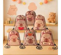 6 pezzi Borse regalo con cordoncino a tema cartone animato Capibara, piccolo zaino progettato per bambini e bambine, adatto per compleanni, festa di nascità, feste per la rivelazione del sesso, confez