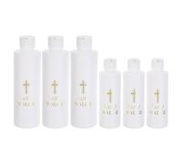 6 Pezzi Bottiglia di Acqua Santa Croce, Plastica, 250ml, Bianca | Tappo Sicuro, Formato Compatto, per Fonti Parrocchiali e Uso Devozionale, Design Raffinato