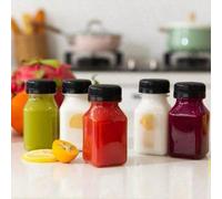 6 pezzi Bottigliette di vetro da 60ml con coperchi neri - Mini barattoli trasparenti adatti per viaggi, succo di zenzero, bevande sane, succhi, campioni 4 pezzi - (Tappo nero 120 ml),1 imbuto,4 pezzi