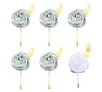 6 pezzi bottoniere fiori rosa grigio per tasche (12x5 cm)