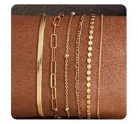 6 pezzi Bracciale da donna, set di braccialetti in oro, bracciale glitterato da donna, bracciale a catena impilabile regolabile per donne e ragazze, regalo di gioielli