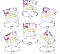 6 Pezzi Bracciale Damigella d'Onore Braccialetto a Polsino con Nodo con I Can't Tie The Knot Without You Carte da Damigella d'Onore (Argento)