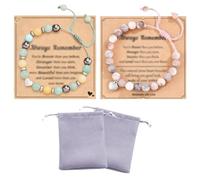 6 Pezzi Bracciale in Pietra Naturale, Bracciale a Forma di Cuore con Cartolina e Sacchetto per Innamorati, Ragazze, Amici