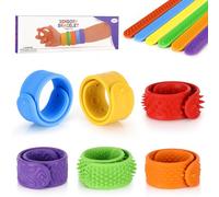 6 Pezzi braccialetti a scatto per bambini Fidget Toys, Bastoncini Tattici Calmanti per Bambini con Autismo, ADHD e Ansia, 6 Diversi Tattili e Visivi per Alleviare L'ansia, Essenziali per Viaggi in Au