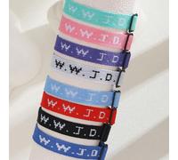 6 pezzi Braccialetti con nappine e ricamo della scritta WWJD, "Cosa farebbe Gesù?", braccialetti a manetta jacquard intrecciati, accessori cristiani ispiratori adatti per ragazze, ragazzi, adolescenti