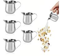 6 Pezzi Bricco Latte in Acciaio Inox, Piccola caraffa per il latte da Caffè da 3 oz, Brocca per latte in Acciaio inox, Piccolo Bricco per Panna da caffè, per Caffè latte, Panna, salsa, Insalata