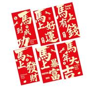 6 Pezzi Buste di Carta Rossa 2026 Anno Del Cavallo Busta portafortuna Festa della Primavera Portafortuna Per Capodanno Cinese Nuove Buste