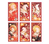 6 Pezzi Buste Rosse Per Anno Del Cavallo 2026 | Progetta Cavallo Bianco Con Desideri Di Benedizione Cinese | Pacchetti Di Fortunati Di Capodanno Cinese Come Regalo Di Soldi E Festa Di Primavera