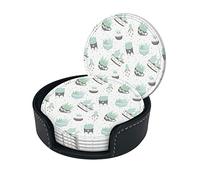 6 pezzi cactus piante grasse doodle pois sotto chieri in pelle per bevande con supporto set di sotto chieri tavolo per bevande sotto chieri per soggiorno cucina arredamento caffè