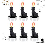 6 Pezzi Candela di Halloween Candela a Forma di Gatto Nero in Paraffina Candele di Tealight Halloween Candele Decorative Orrore Cera a Goccia Decorazione per Festa Casa Giardino Interni Esterni