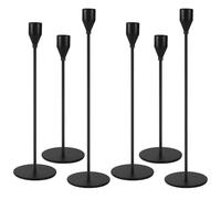 6 Pezzi Candelabro in metallo Nero,Portaandele da tavolo,33/29/23cm,Stile retrò, Adatto a cene a lume di candela, anniversario e feste di nozze per aggiungere un classico e romanticismo