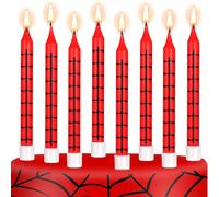 6 pezzi Candele dritte con motivo a ragnatela rossa, decorazioni per torta da festa a tema compleanno Tagli UnicaCera