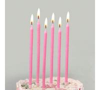6 pezzi Candele dritte per decorare torte da compleanno, colorate rosa e multicolori, a forma di bastoncini con coriandoli Tagli Unica,24 pezziCera