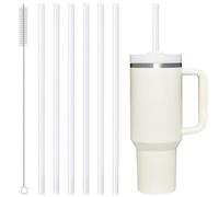6 Pezzi Cannucce in Silicone Per Stanley Quencher Cup da 40 Once senza BPA, 30.5cm Cannucce Riutilizzabili in Gomma Morbide con Pennello, Flessibile di Ricambio per Tazza Bicchiere (Bianco)
