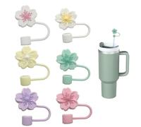 6 Pezzi Cannuccia di Copertura Accessori per Stanley Cup Accessori,Tappo per Cannuccia Riutilizzabile,Tappo Antipolvere per Cannuccia,Coperture per Cannuccia per Stanley Cup,Floreale Tappi in Silicone