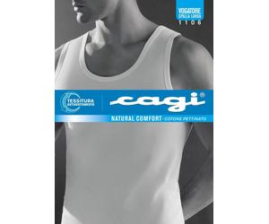 6 PEZZI CANOTTA CANOTTIERA SPALLA LARGA UOMO CAGI 1106 BIANCO 100% COTONE 4 A 7